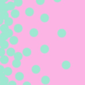 Mint Polka Dots Scattered on  Pink Horizontal