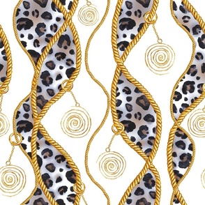 Golden chains with leopard print glamour pattern 