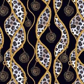 Golden chains with leopard print glamour pattern 