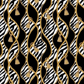 Golden chains with zebra print glamour pattern 