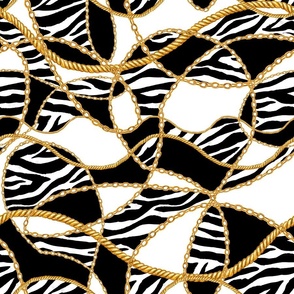 Golden chains with zebra print glamour pattern 