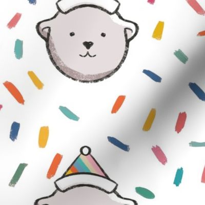 Little birthday party bear with confetti