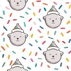 Little birthday party bear with confetti