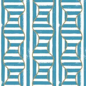 Golden chains and blue teal stripes pattern 
