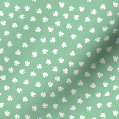 Little minimalist clovers green St Patrick's Day irish shamrock lucky charm white on mint green