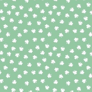 Little minimalist clovers green St Patrick's Day irish shamrock lucky charm white on mint green