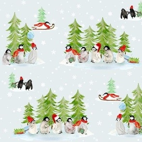 Penguin Family in the Snow
