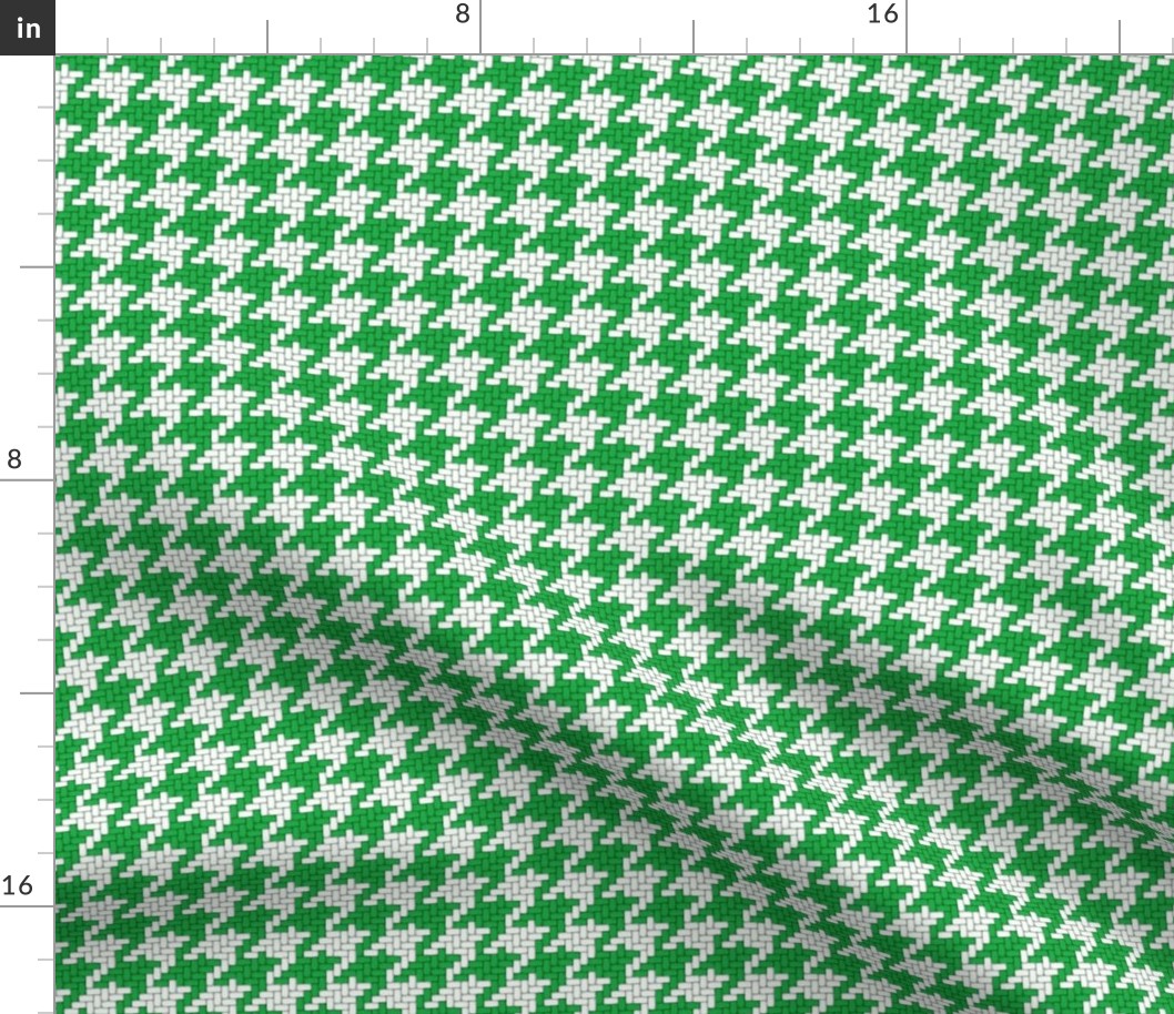 Small Green and White Houndstooth Plaid