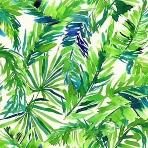 Tossed Watercolor Palm Leaves