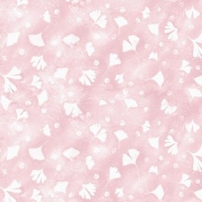 Ginkgo and Flower Sunprints on Shades of Cotton Candy Pink