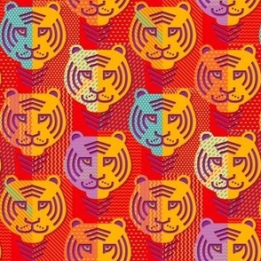 Tiger pattern on red