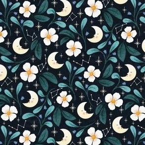 Floral Moon and Stars
