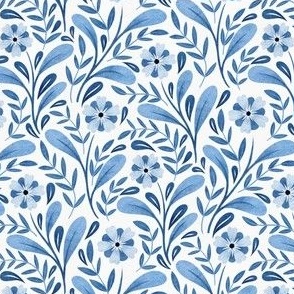 Monochrome Scandi Floral | Blue