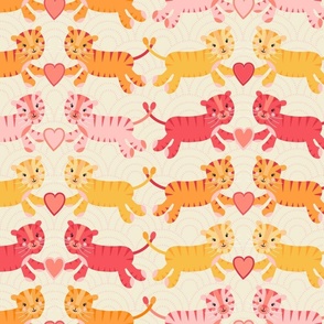 Tigers in Pairs with Hearts