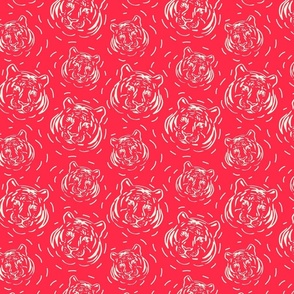 tiger on red background