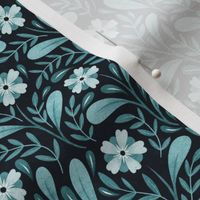 Monochrome Scandi Floral | Dark Teal