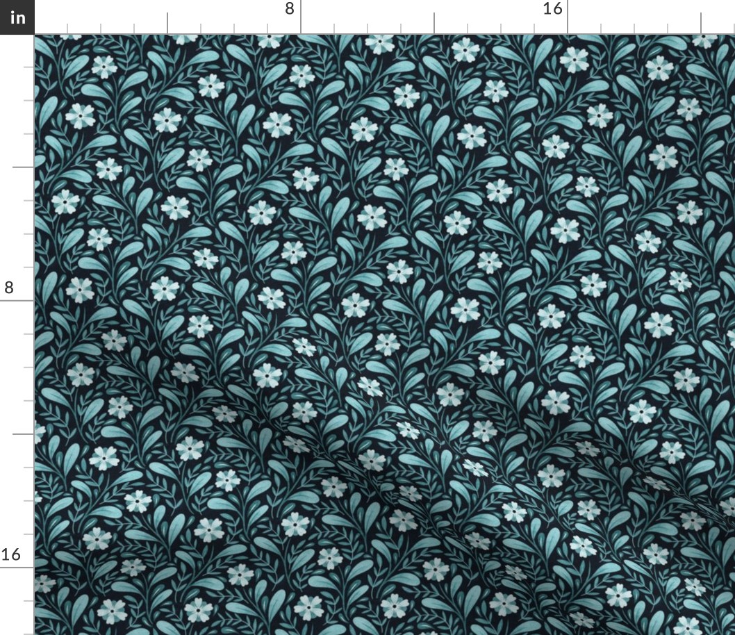 Monochrome Scandi Floral | Dark Teal