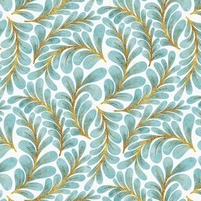 Swirling Plumes | Gold and Teal