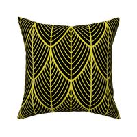 ART DECO LEAVES - YELLOW PEAR ON BLACK