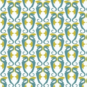 SEAHORSES - MID-CENTURY BLUE AND GREEN