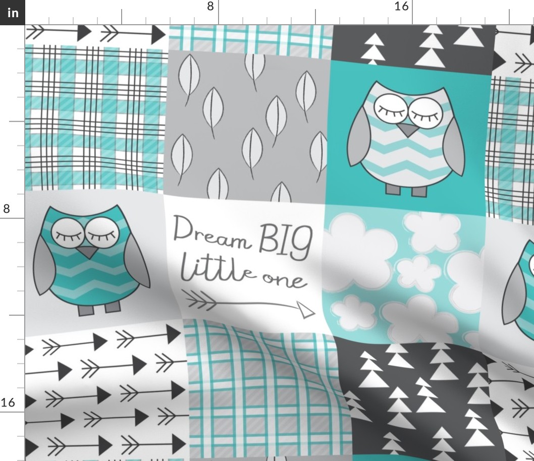 teal owl wholecloth 6 inch blocks