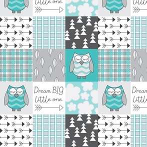 teal owl wholecloth 4 inch blocks