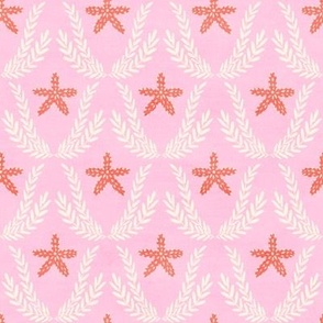 Coral Starfishes & White Seaweed (cotton candy pink) small