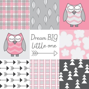 pink owl wholecloth 6 inch blocks