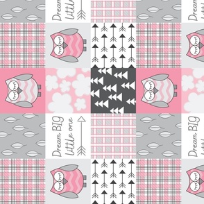 rotated pink owl wholecloth