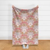 English Blooms Art Noveau (Gold - Coral - Gray) XL