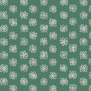 540 - Daisy grid in sage green, buttery yellow and off white - medium scale for spring and Easter crafts, home decor and summer apparel.