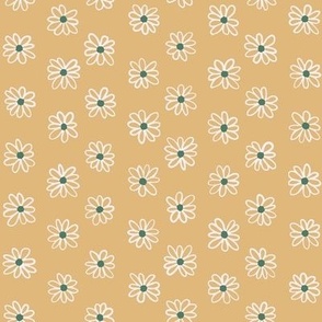 540 - Daisy grid in buttery yellow and off white - small scale for spring and Easter crafts, home decor and summer apparel.