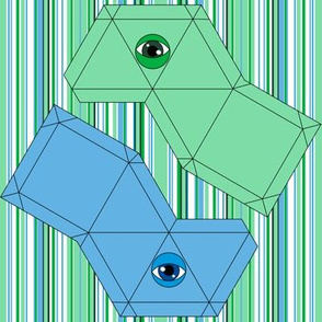 Pyramid Swatch Toy- Green and Blue
