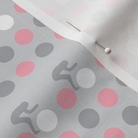 Cycle Racers Pink Grey Dot