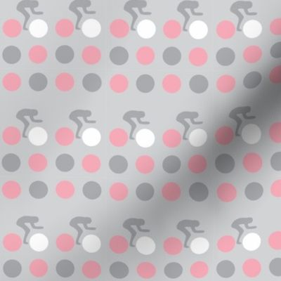 Cycle Racers Pink Grey Dot