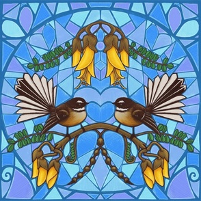 Fantail mosaic mirror