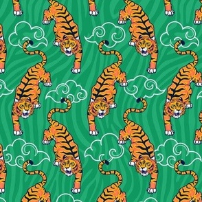 Tigers and Asian Clouds Green