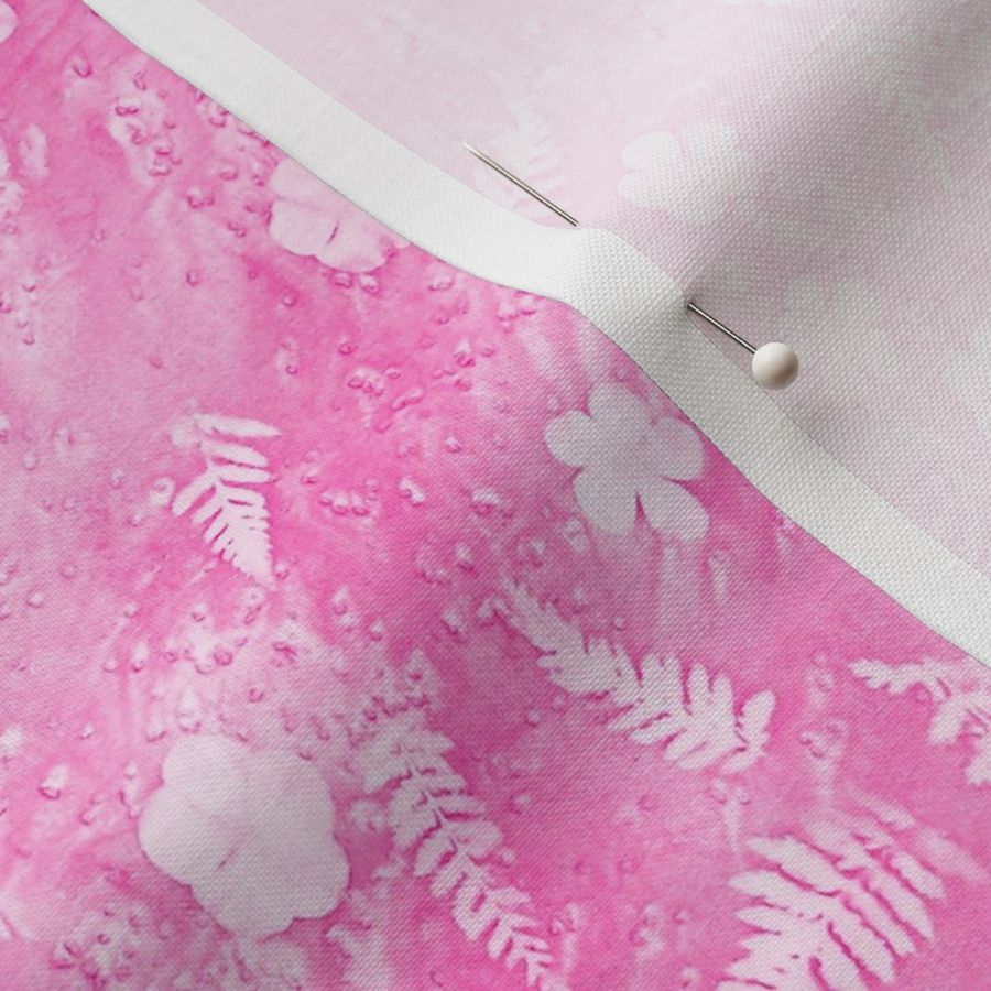 Fern and Flower Sunprints on Hot Pink