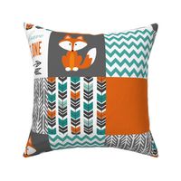 Fox Patchwork - Orange Teal Grey