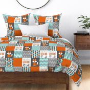 Fox Patchwork - Orange Teal Grey