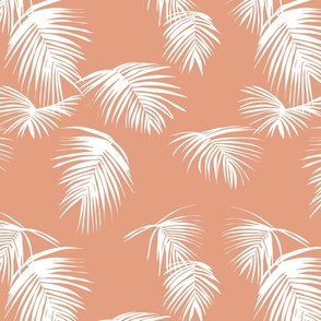 natisha tropical palm leaf - pink clay white