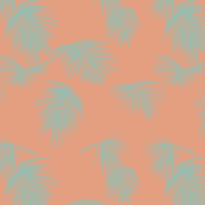 natisha tropical palm leaf - pink clay aqua