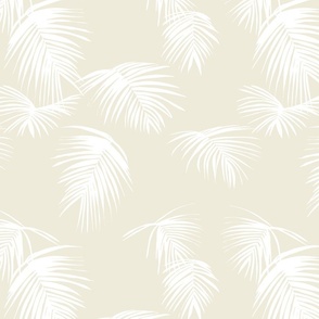 natisha tropical palm leaf - oatmeal white