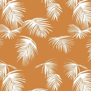 natisha tropical palm leaf - caramel white