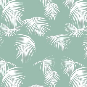 natisha tropical palm leaf - aqua white