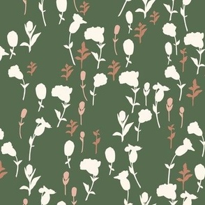 Medium Sea Campion Floral Silhouettes with Green Background