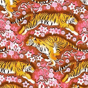 A Tiger Chintz - ablaze in red and pink