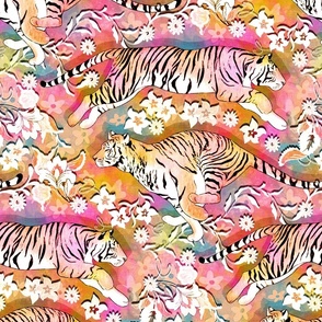 Colorful Jungle Tiger Chintz 