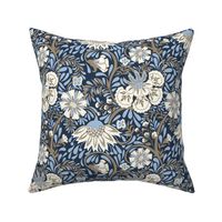 petal solids calm-indian floral-navy-sky blue-mushroom-small scale