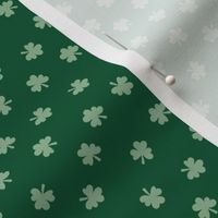 Little minimalist clovers green St Patrick's Day irish shamrock lucky charm mint green on forest emerald green 